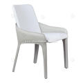 Italian minimalist white saddle leather armest chairs